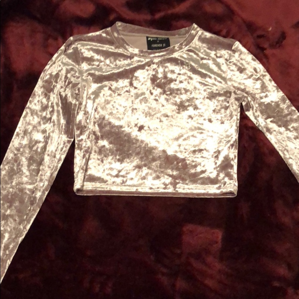 This is a Silver color, velvet ,crop top .